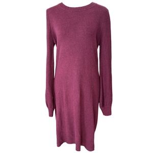 Loft Sweater Dress Womens M Plum Fall Cozy Minimalist Soft‎ Knit Everyday Style